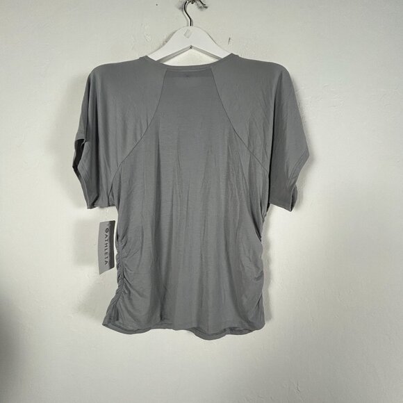 Athleta Womens With Ease Cinch Tee XL Short Sleeve Stretch Breathable Gray New - Picture 2 of 9